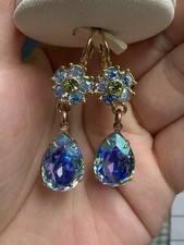 AUTHENTIC KIRKS FOLLY Aurora Borealis Crystal Drop Dangle Earrings Vintage picture
