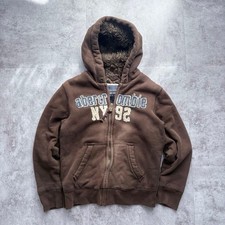 VTG Abercrombie & Fitch Y2K Mens Brown Wolf Jaw Fur Jacket Youth Size L picture