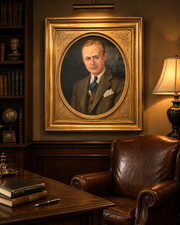 Large Vintage Oil Portrait Painting Gentleman in Suit 40 x 30 Early 20th C. OOAK picture
