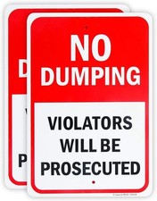 2 Pack No Dumping Sign, 10x 7 .04 Aluminum Sign Rust Free Aluminum-UV Protected picture