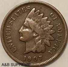 (1) Indian Head Cent Penny F-VF Fine-Very Fine From Estate Find picture