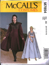 7854 UNCUT McCalls Sewing Pattern Misses Costume Medieval Dress Capelet Sew 14 picture