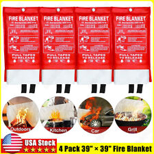4 PACK FIRE BLANKET Fiberglass Hero Emergency Home Retardant Prepared 39''x39'' picture