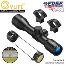 CVLIFE 4x32 Compact Rifle Scope Mil-Dot Reticle .22 Scope 11mm Rings & Len Cover picture