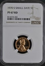 1970 S Proof Small Date Lincoln Memorial 1¢ NGC PF 67 RD picture