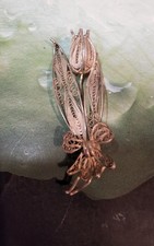 VINTAGE sterling silver Signed EB Engel Brothers Filigree Tulip Flower Bow... picture