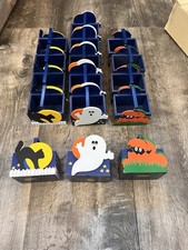VTG 1987 R. Dakin & Co. Wooden Halloween Baskets Lot of 16 - Ghost Cat Pumpkin picture