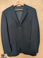 Joseph Abboud Suit - 42L 36x31 - 2pc Pant - Black Italian Wool Pleated USA picture