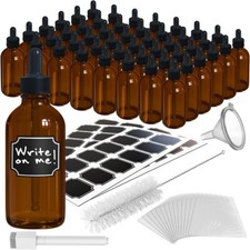 Nevlers 4 oz Amber Glass Dropper Bottle (Set of 48) | Includes Labels picture