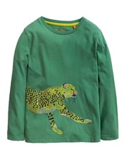 Mini Boden Boy's Cheetah Superstitch Long Sleeve T-Shirt in Deep Green picture