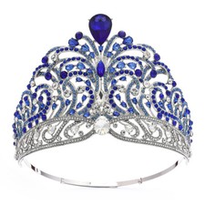 11cm Tall Crystal Tiara Crown Wedding Queen Princess Prom Adjustable For Women picture