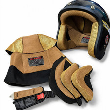 New Universal Motorcycle Vintage Helmet Foam Full Set Retro Inner Gold Padding picture