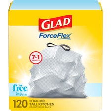 Glad ForceFlex 13-Gallon Drawstring Tall Kitchen Trash Bags, 120 Bags picture