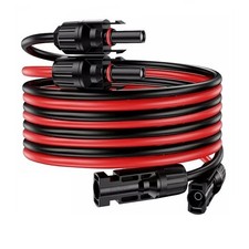 50ft Black + Red 10AWG Solar Panel Extension Cable Flexible Wire Connectors picture