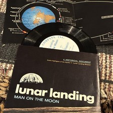 Mint Deadstock several Rare 1969 Lunar Landing on Moon 7” JFK Sleeve, (M) poster picture