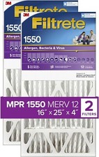 3M Filtrete 16x25x4 Air Filter, MPR 1550, MERV 12 - 2 Filters picture