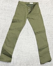 Gustin Jeans Mens 30x34 Slim Button Fly Green Selvedge 5 POCKET  New Denim  picture