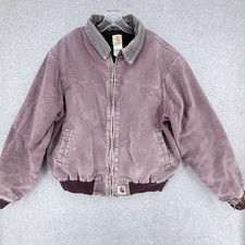 Vtg 90s Carhartt J14BRG Men XL Burgundy Jacket Quilted Distressed Thrashed Faded picture