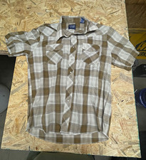 Wrangler Men's L Western Plaid Short Sleeve Button-Up Shirt Brown/Beige picture