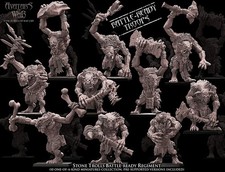 Miniature Stone Trolls Battle-Ready Regiment 10 Stone Trolls 28/32mm Resin picture