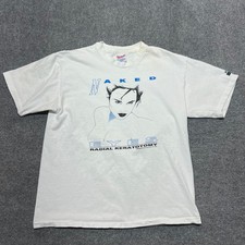 Vintage Hanes Naked Eyes Radial Keratotomy T-Shirt Adult Large White Funny 90s picture