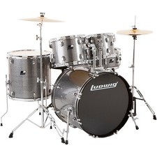 Ludwig Backbeat Complete 5Piece Drum Set wHardware, Cymbals Metallic Silver picture