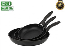 3 Piece Nonstick Aluminum Skillet Set Black Finish Cookware Collection picture