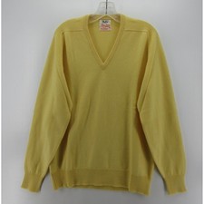 VGT Alan Paine Sweater Men 44 Yellow Pure Cashmere Pullover England Large 60s picture