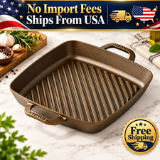 Smithey Seasoned Cast Iron Grill Pan 12 Inch Pre-Seasoned Dual Handle picture