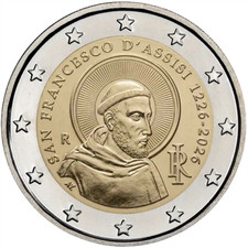2026 Italy € 2 Euro Uncirculated UNC Coin - Saint Francis St of Assisi 800 Years picture