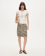 NWT J Crew Ruffle Trim Slip Skirt in Lemon Print Crepe de Chine Sz Med $138.00 picture