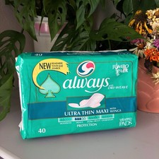 Vintage 1997 Always Ultra Thin Maxi Pads w Wings 40ct Jumbo Pack Sealed NOS picture