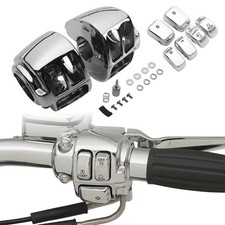 Chrome Hand Control Switch Housing Cover 6pcs Button Cap For Harley Dyna Softail picture