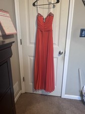 B. Smart Coral Sweetheart Sleeveless Beaded Pleated Long Gown Juniors 9 picture