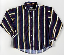 Merona Vintage 90’s Style Button Down Shirt Cotton Mens XL Multi Color Striped picture