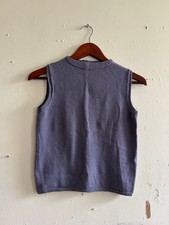 Vintage Miu Miu 100% Wool Sleeveless Knit Top Blue Purple Made Italy Y2K picture
