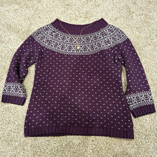 Talbots Y2K Vintage Knit Pullover Sweater Purple & White Medium picture