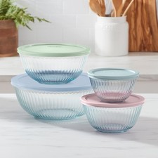 Pyrex 8-Piece Glass Mixing Bowls with Lids Fluted Nesting Set NEW picture