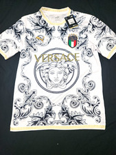 PUMA Italy Soccer Jersey Versace Design White/Black/Gold Size M picture