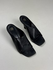 Toteme Black Leather Open Toe Mules Heeled Sandals Square Toe Shoes EU 38 picture