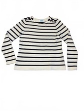 J Mclaughlin White and Navy Striped Knit Top Size M picture