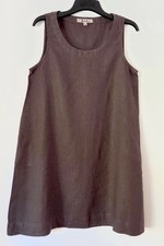 FLAX Designs Linen Shift Dress SMALL Brown A-line Scoop Neck Sleeveless NEW picture