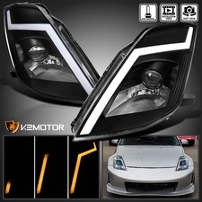 Black Fits 2003-2005 350Z Z33 Switchback LED Signal Projector Headlights Lamps picture