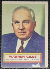 1956 Topps Warren Giles (White Back) #2 Rookie RC HOF picture