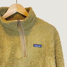 Patagonia Los Gatos Fleece Pullover Womens Medium Ochre Good 1/4 Zip Sherpa READ picture