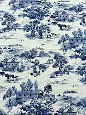 1 Yard Vtg Home Collection Madison Avenue Farm Scene Fabric Toile Print 56