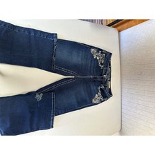 Sexy Couture Womens Bootcut Jeans Size 11 Dark Wash Embroidered Rhinestone 33x33 picture