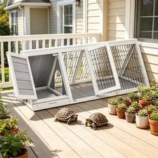 Wooden Tortoise House Turtle Habitat Enclosure Outdoor Reptile Cage with Tray picture
