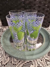 Vintage Tage Libby Drinking Glasses Pear And Blue Checker Design, Set Of 12 picture