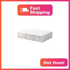 kulusion Plastic Desk Organizer 9x6.5x2 inch, 3 Compartment White picture